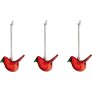 Glazen Vogels 3 stuks 7,3 cm, Rood