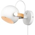 Wandlamp Ø12 cm, Wit/Eikenhout