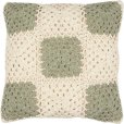 Kussenhoes 50x50 cm, Cr&egrave;me/Groen/Gebroken Wit