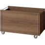 Opbergdoos met Wielen 60x31x38,2 cm, Gerookt Eikenhout/Roestvrij Staal
