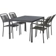 Tuinmeubelset met Pure Tafel 132 cm en 4 Verona Stoelen, Antraciet
