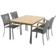 Tuinmeubelset met Toscana Tafel 132 cm en 4 Ravello Stoelen, Teak/Antraciet