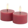 Theelicht LED 2 stuks Ø6/H3,4 cm, Rose Plum