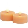 Theelicht LED 2 stuks Ø4,5/H2,2 cm, Peach