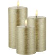 Stompkaars LED 3 stuks &Oslash;7,5 cm, Goud