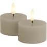 Theelicht LED 2 stuks Ø6/H3,4 cm, Warm Grey