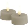 Theelicht LED 2 stuks Ø4,5/H2,2 cm, Warm Grey