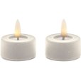 Theelicht LED 2-delige set &Oslash;4,5/H2,5 cm, Velour/Irory