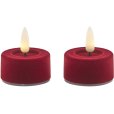 Theelicht LED 2-delige set &Oslash;4,5/H2,5 cm, Velour/Cherry