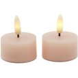 Waxinelichtje LED 2-delige set &Oslash;4,5/H2,2 cm, Stoffige Perzik
