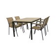 Tuinmeubelset met Toscana Tafel 132 cm en 4 Bellevue Stoelen, Antraciet